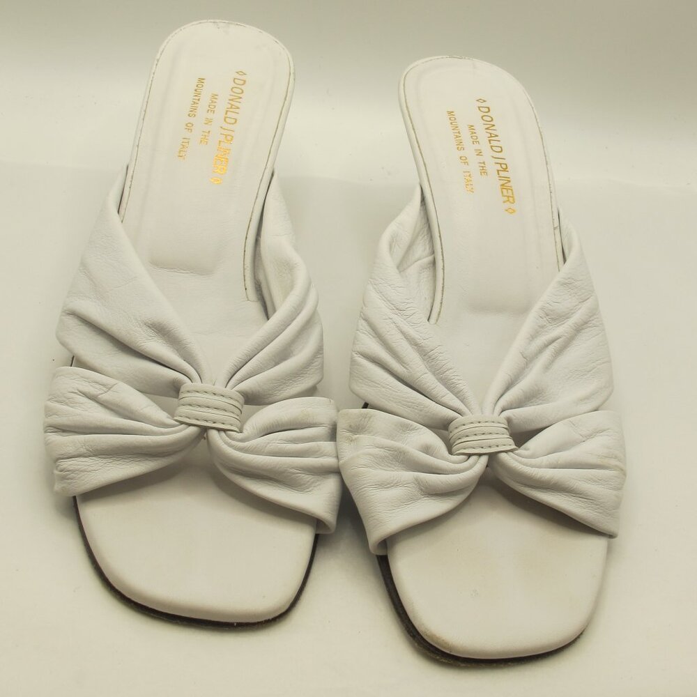 Donald J Pliner Kona white nappa 2 inch slide heels in 8.5N